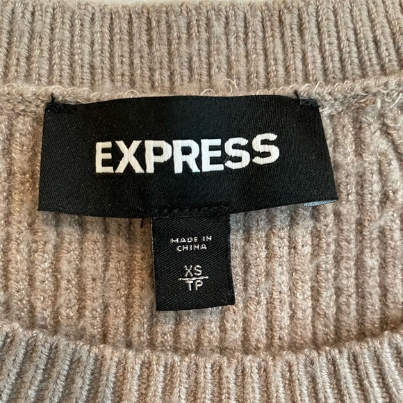 Express Crew Neck Dolman Sleeve Ribbed Sweater Tan/Brown - Picture 6 of 12